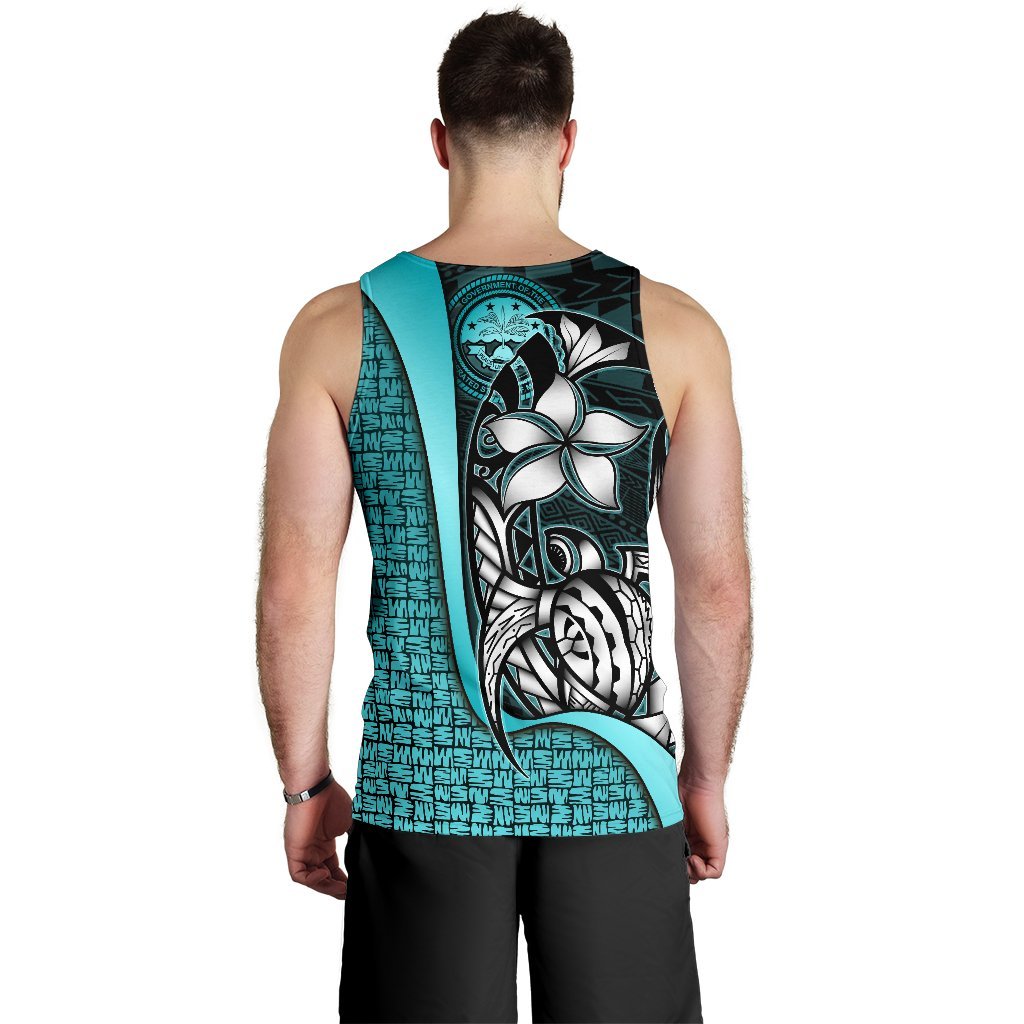 Federated States of Micronesia Men's Tank Top Turquoise - Turtle With Hook - Polynesian Pride