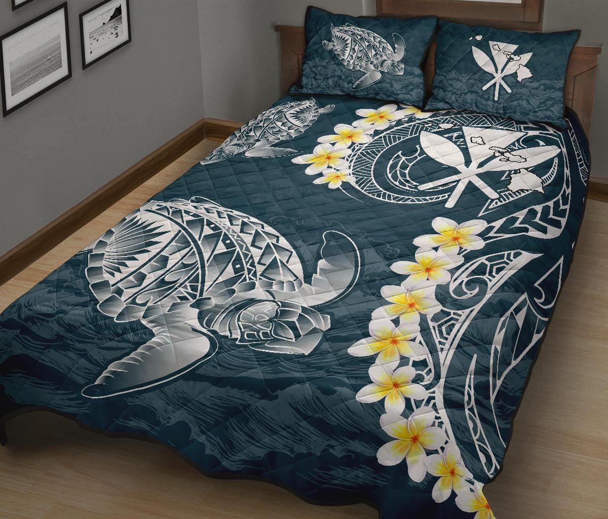 Hawaii Turtle Plumeria Polynesian Quilt Bed Set - Sease Style - Polynesian Pride