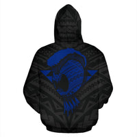 Hawaii Helmet Polynesian Blue Kanaka Warrior Hoodie - Polynesian Pride