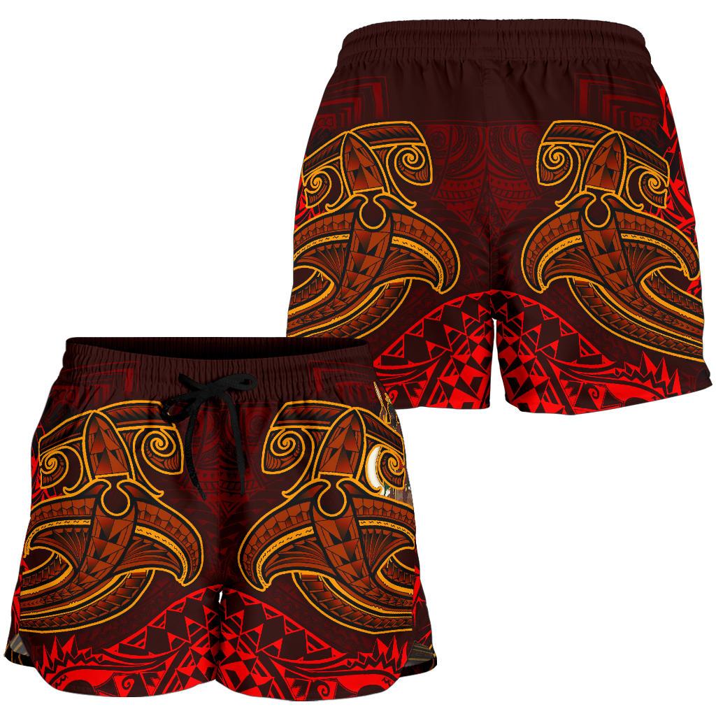 Vanuatu Polynesian Women's Shorts - Red Shark Polynesian Tattoo - Polynesian Pride