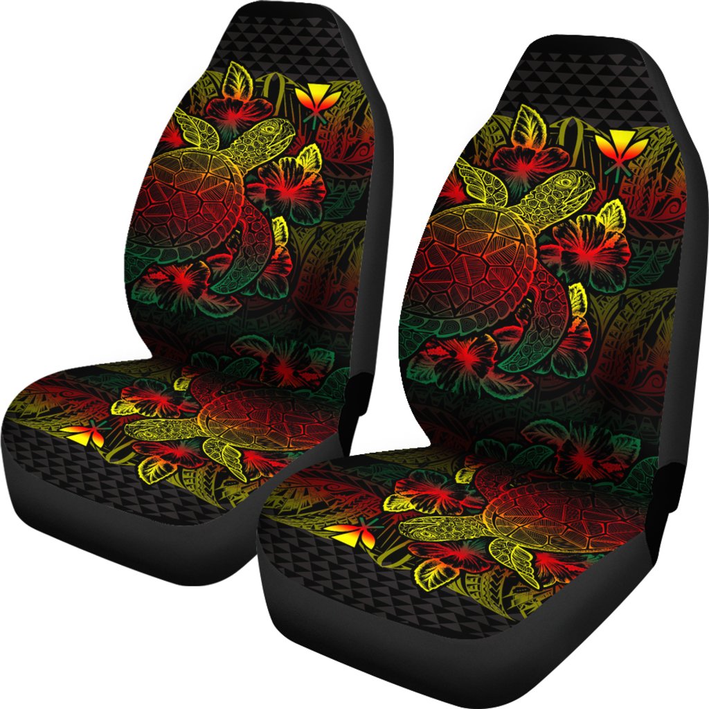Hawaii Car Seat Covers - Kanaka Maoli Turtle Hibiscus Reggae - Polynesian Pride