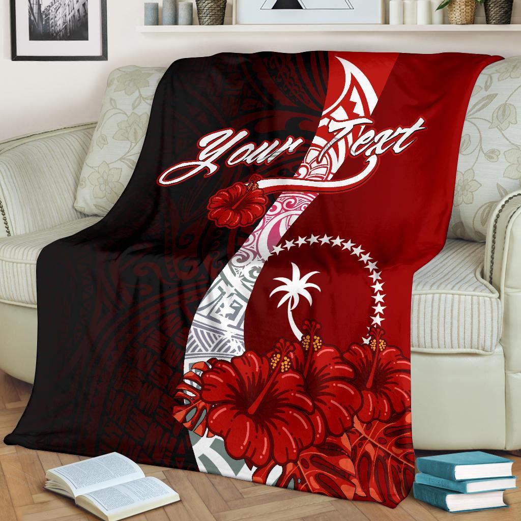 Chuuk Micronesia Custom Personalised Premium Blanket - Coat Of Arm With Hibiscus - Polynesian Pride