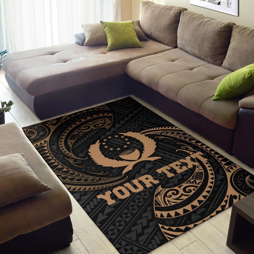 Pohnpei Micronesia Custom Personalised Area Rug - Gold Tribal Wave - Polynesian Pride