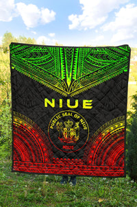 Niue Premium Quilt - Niue Seal Polynesian Chief Reggae Version - Polynesian Pride