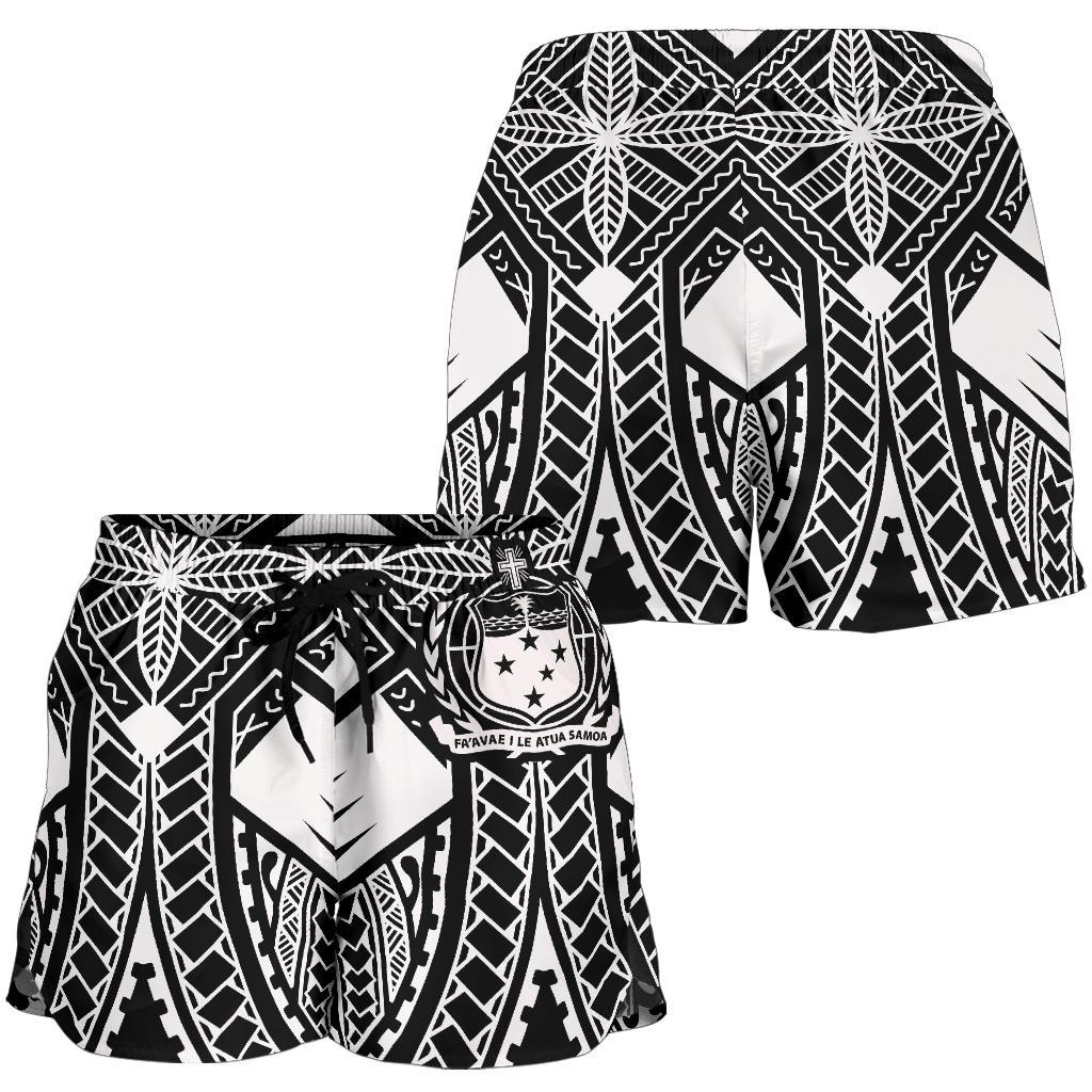 Samoa Polynesian Women's Shorts - Samoa White Seal with Polynesian Tattoo - Polynesian Pride