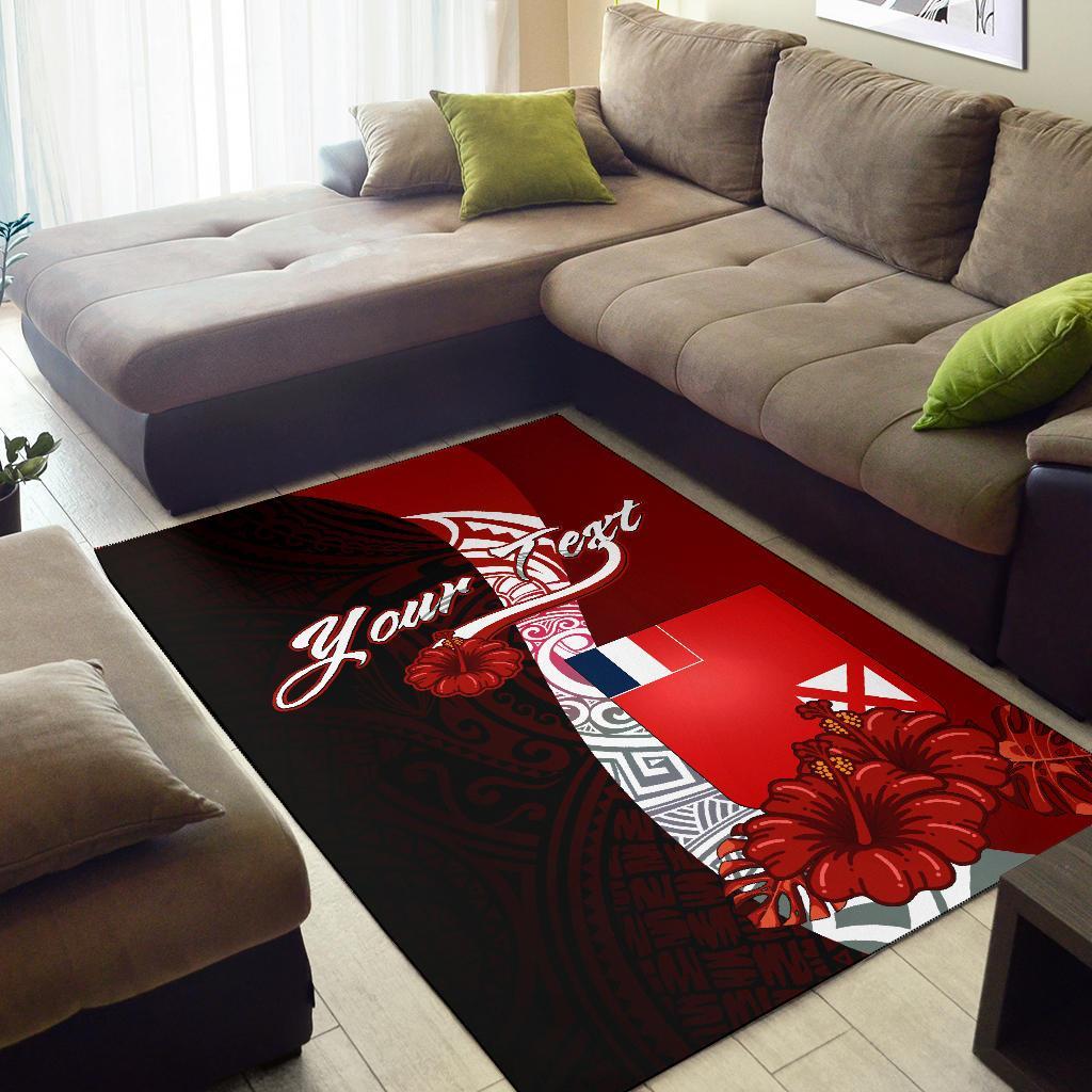 Wallis and Futuna Polynesian Custom Personalised Area Rug - Coat Of Arm With Hibiscus - Polynesian Pride