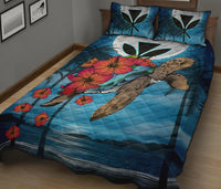 Hawaii Turtle Kanaka Hibiscus Stary Night Quilt Bed Set - Polynesian Pride