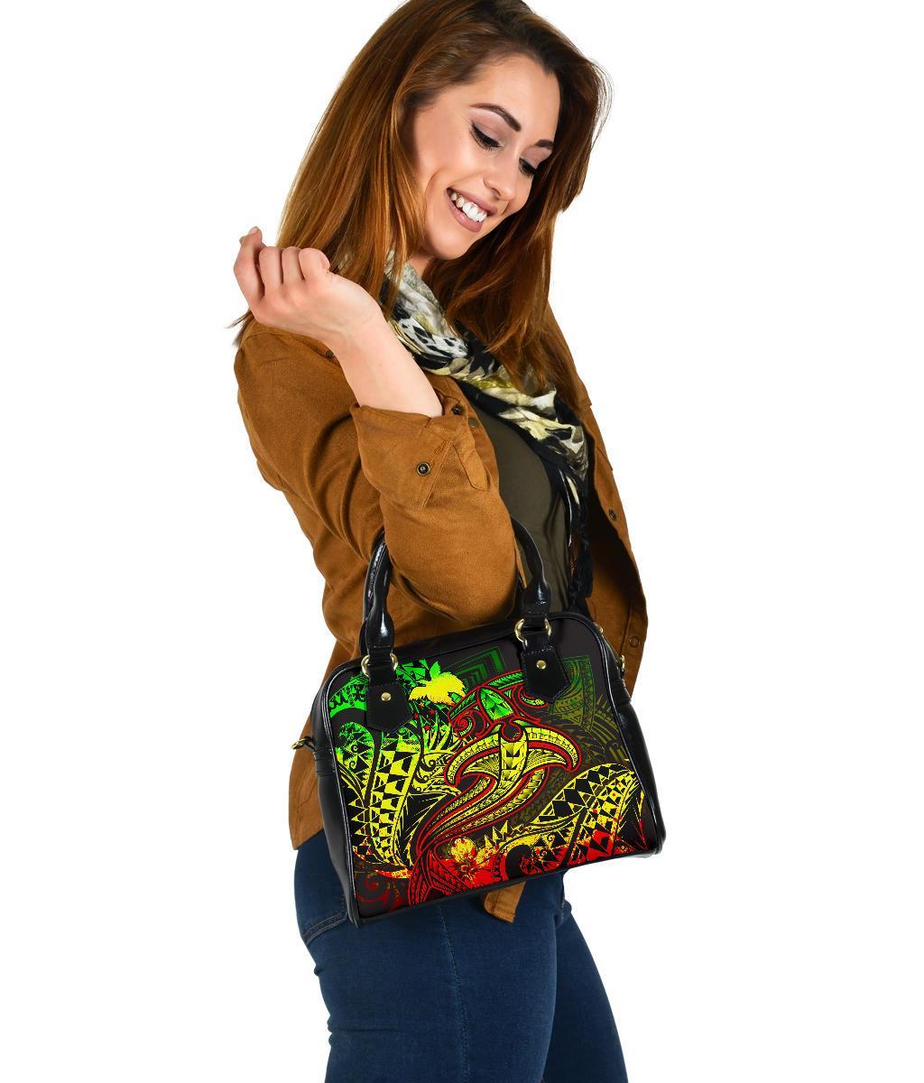 Papua New Guinea Shoulder Handbag - Reggae Shark Polynesian Tattoo - Polynesian Pride