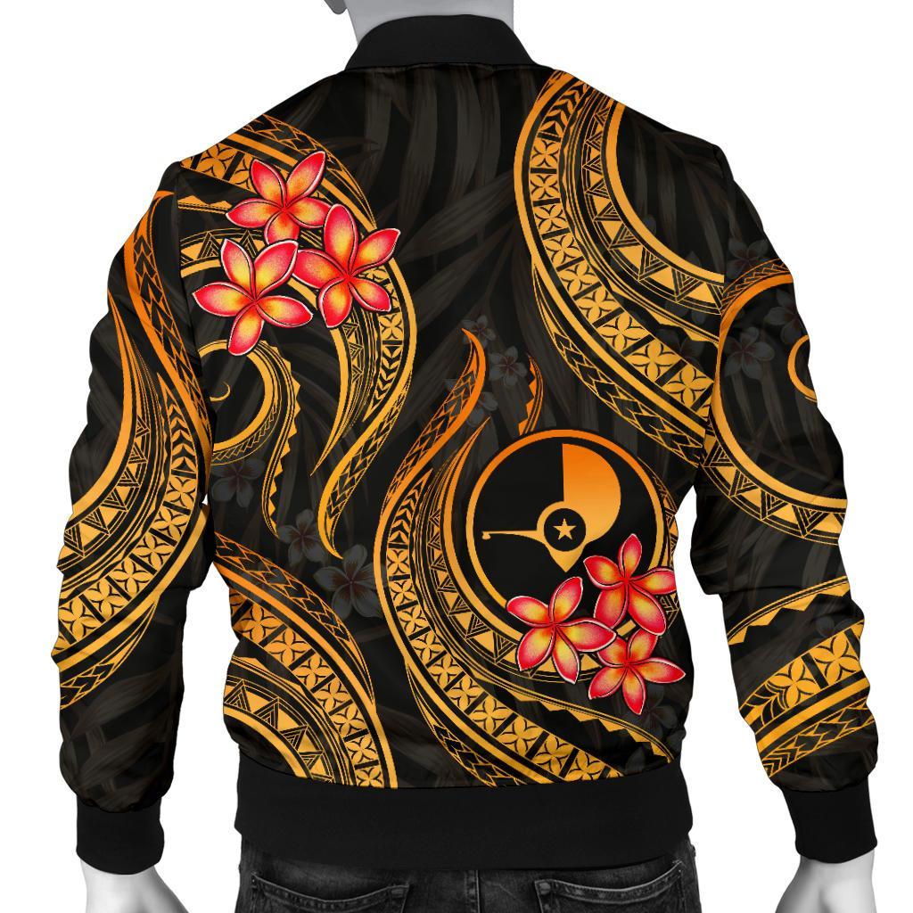 Yap Micronesian Men Bomber Jacket - Gold Plumeria - Polynesian Pride