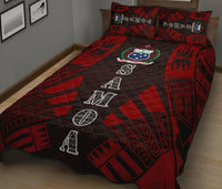 Samoa Quilt Bed Set - Samoa Coat Of Arms Polynesian Red Tattoo Style - Polynesian Pride