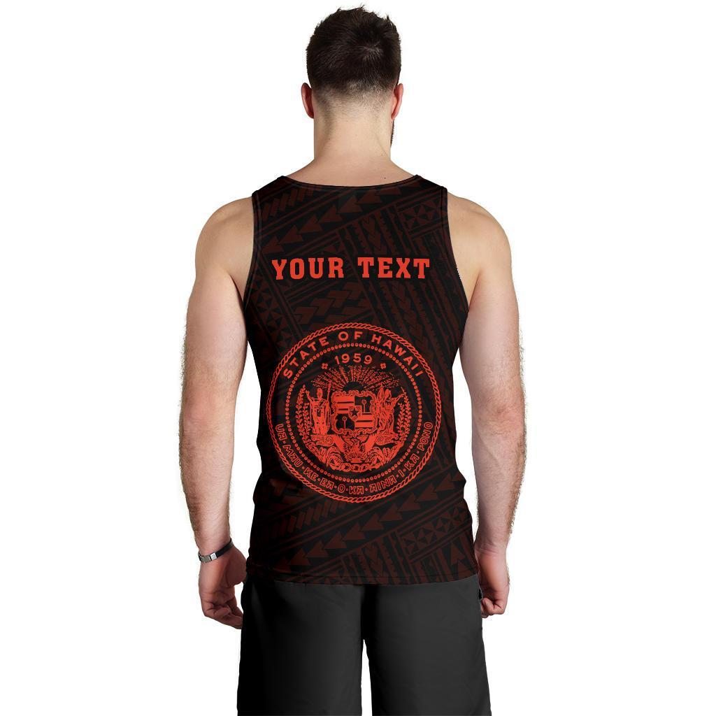 Hawaii Kakau Polynesian Coat Of Arms Personalized Men's Tank Top - Orange - Polynesian Pride