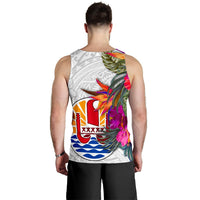 Tahiti Men's Tank Top Polynesian Hibiscus White Pattern - Polynesian Pride