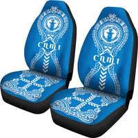 Northern Mariana Islands Car Seat Covers - C N M I Seal Micronesian Tribal Blue - Polynesian Pride