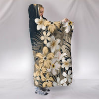 Kanaka Maoli (Hawaiian) Hooded Blanket - Sea Turtle Tropical Hibiscus And Plumeria Gold A224 - Polynesian Pride