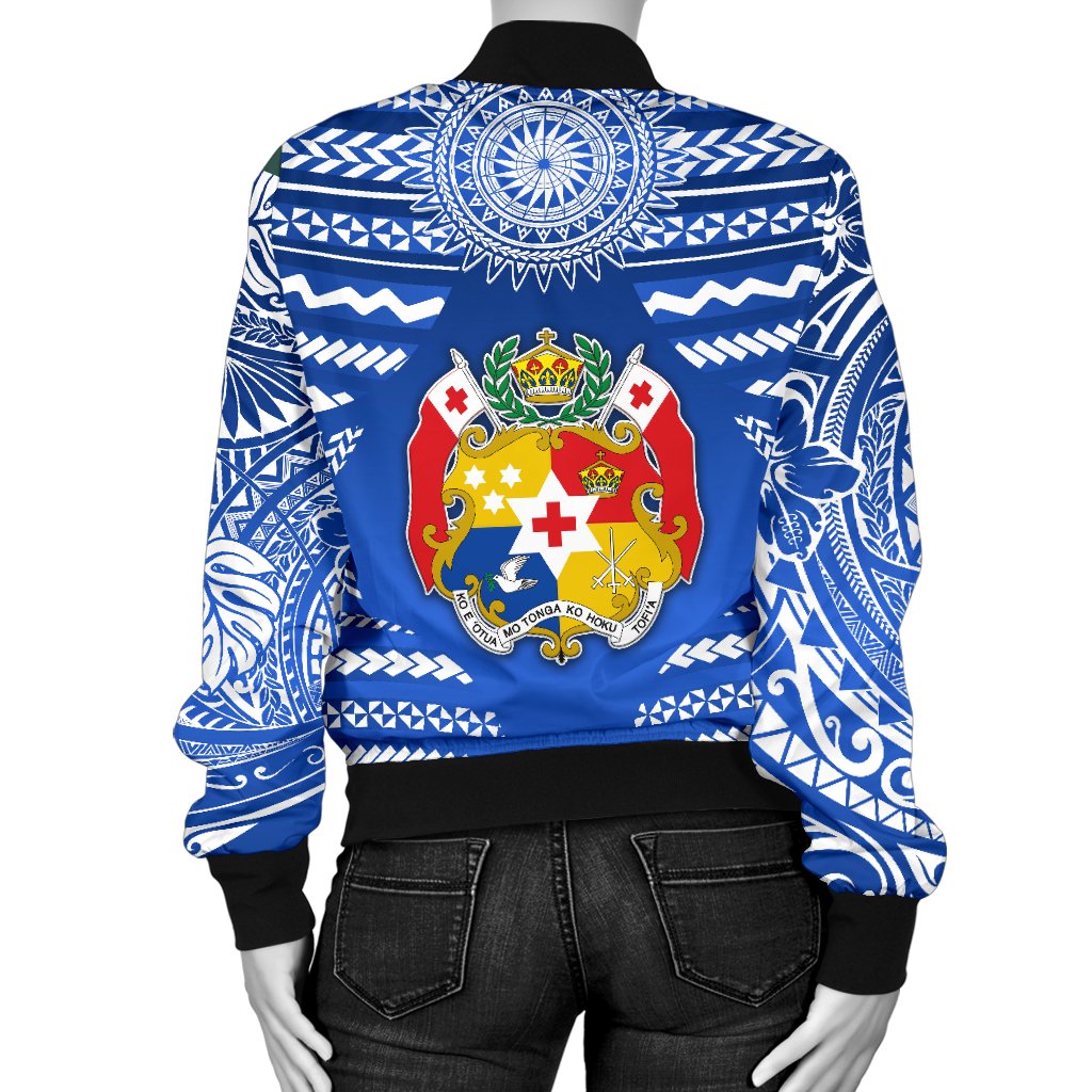 Mate Ma'a Tonga Rugby Women's Bomber Jacket Polynesian Creative Style - Blue - Polynesian Pride