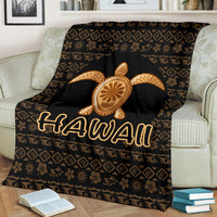 Hawaii Turtle Golden Premium Blankets - Polynesian Pride