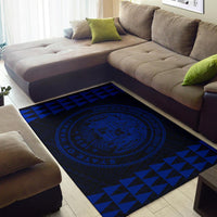 Kakau Seal Of Hawaii Polynesian - Blue Rug - Polynesian Pride