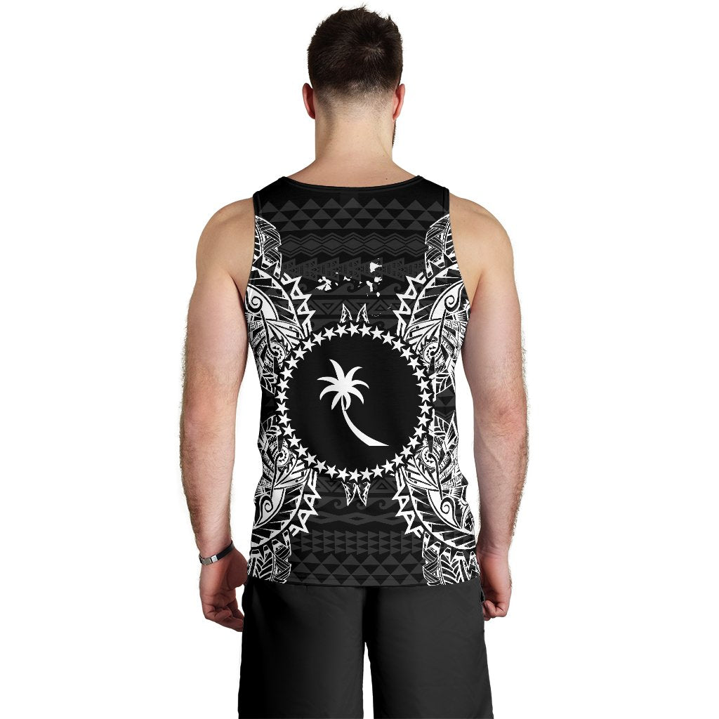Chuuk Polynesian Men Tank Top Map Black - Polynesian Pride
