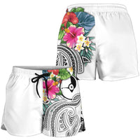 YAP Polynesian All Over Print Women's Shorts - Summer Plumeria (White) - Polynesian Pride