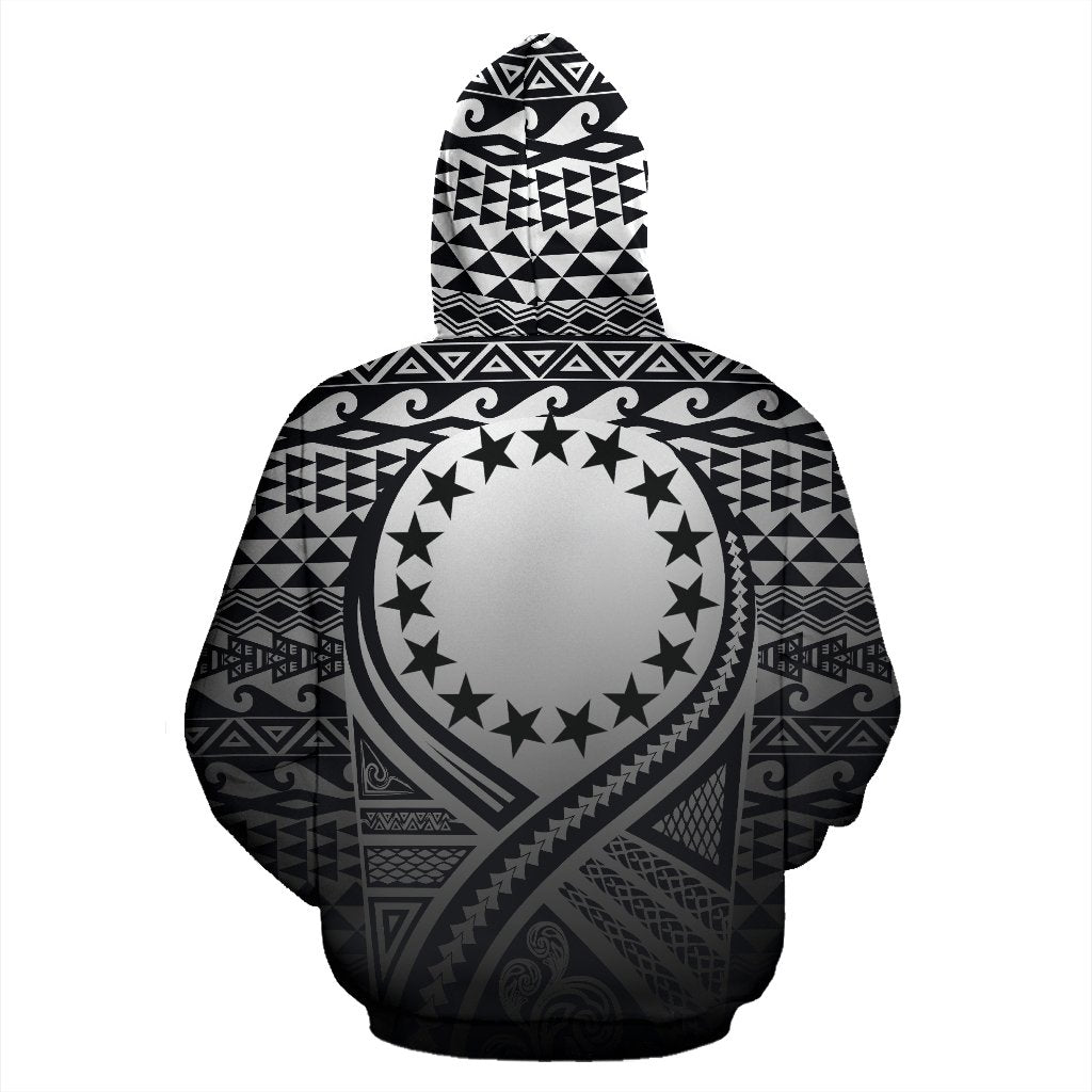 Cook Islands All Over Hoodie Lift up Black - Polynesian Pride