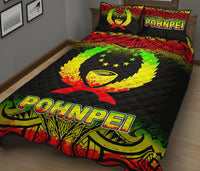 Pohnpei Quilt Bed Set - Pohnpei Flag Fog Style Reggae Version - Polynesian Pride