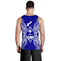 Guam Polynesian Men Tank Top Map Blue - Polynesian Pride