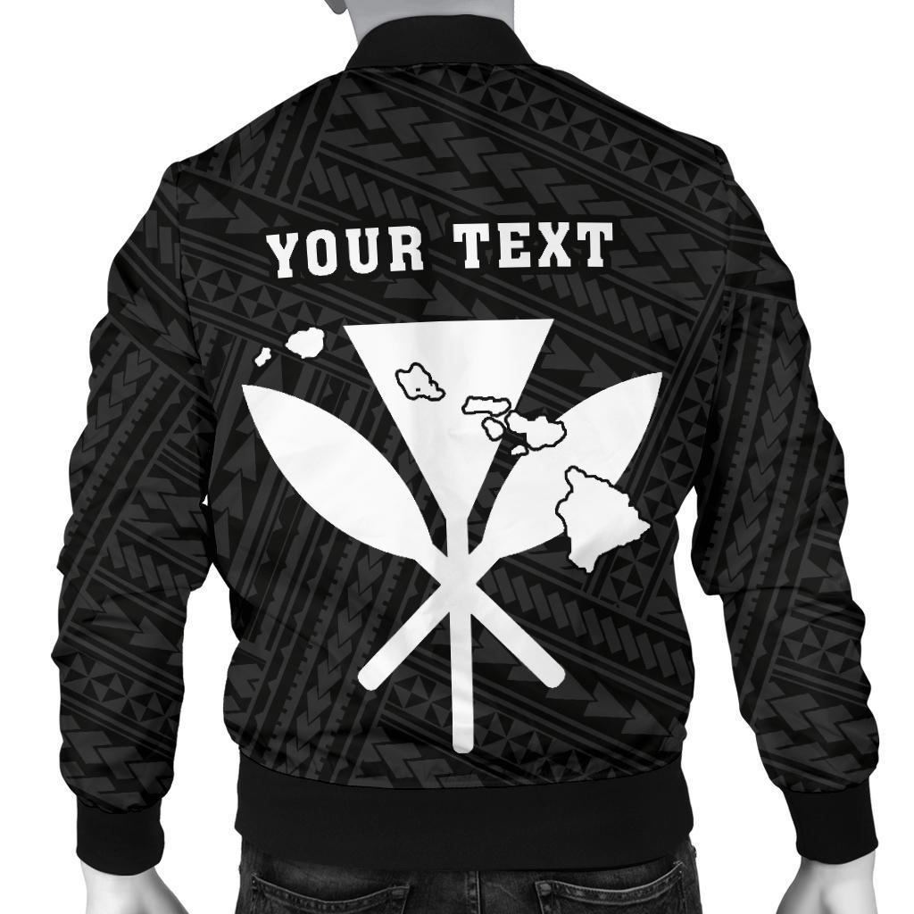 Hawaii Kakau Polynesian Kanaka Map Personalized Men's Bomber Jacket - White - Polynesian Pride