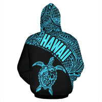 Hawaii Hoodie Turtle Mermaid Polynesian Tattoo Blue Version - Polynesian Pride