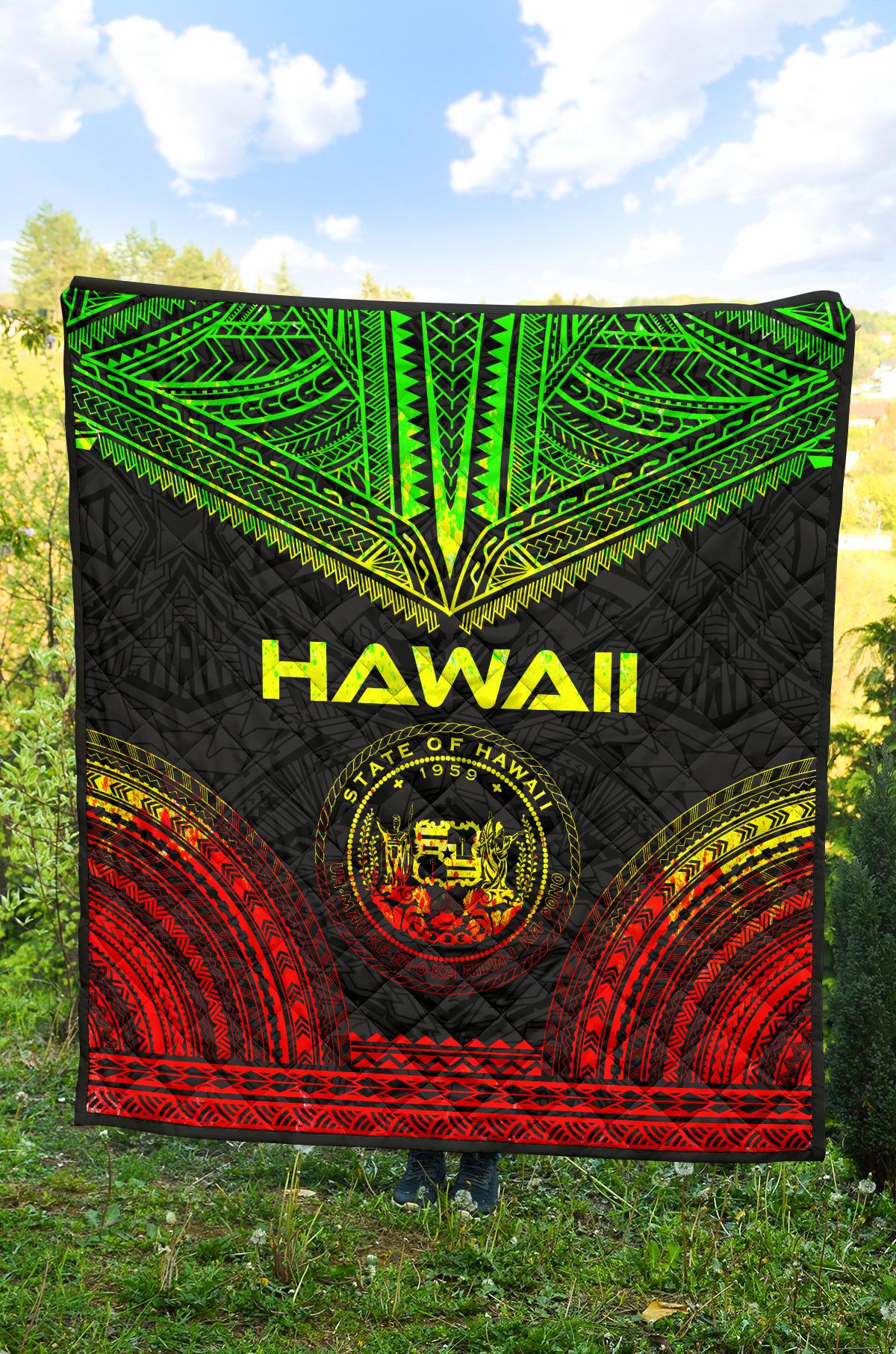 Hawaii Premium Quilt - Hawaii Seal Polynesian Chief Reggae Version - Polynesian Pride