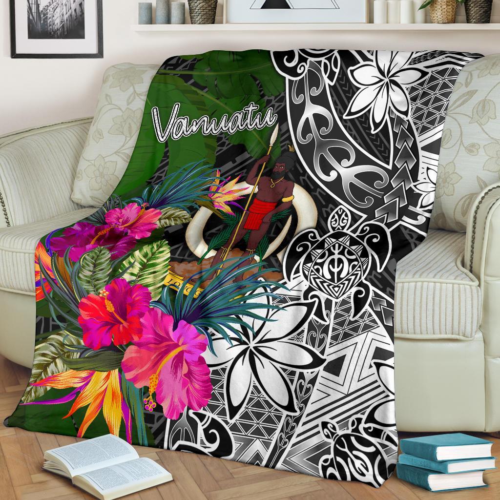 Vanuatu Premium Blanket - Turtle Plumeria Banana Leaf - Polynesian Pride