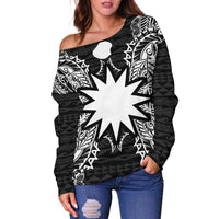 Nauru Polynesian Shoulder Sweater Map Black - Polynesian Pride
