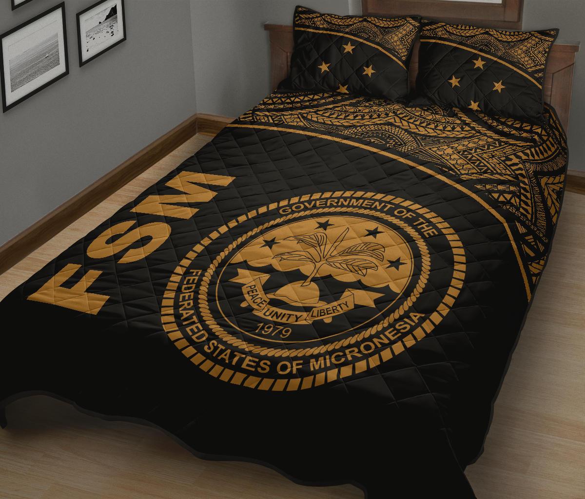 Federated States of Micronesia Quilt Bed Set - Federated States of Micronesia Seal Curve Version - Polynesian Pride