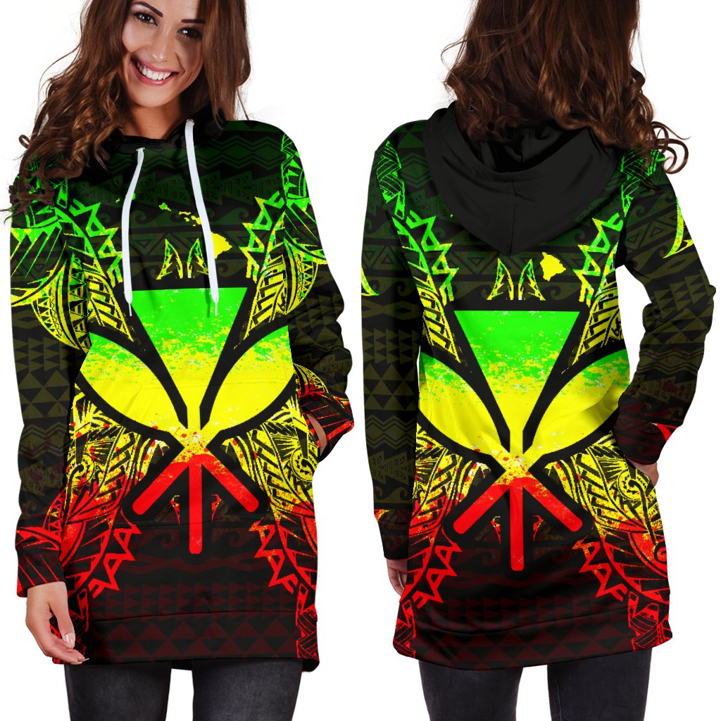 Hawaii Polynesian Hoodie Dress Map Reggae - Polynesian Pride