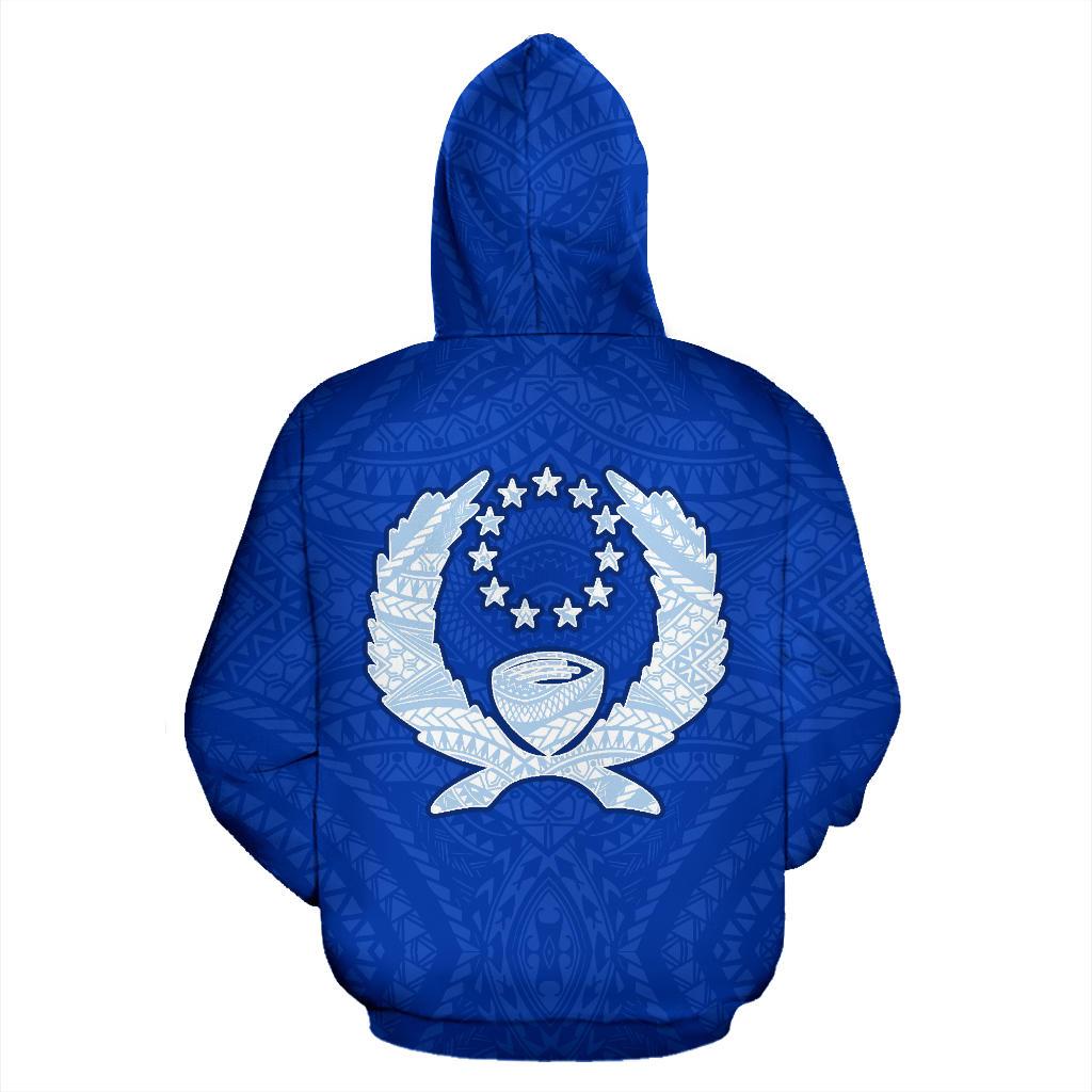 Pohnpei Custom Hoodie Micronesia Pohnpeian Warrior Flag Color - Polynesian Pride