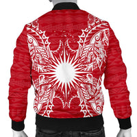 Marshall Polynesian Men's Bomber Jacket Map Red White - Polynesian Pride
