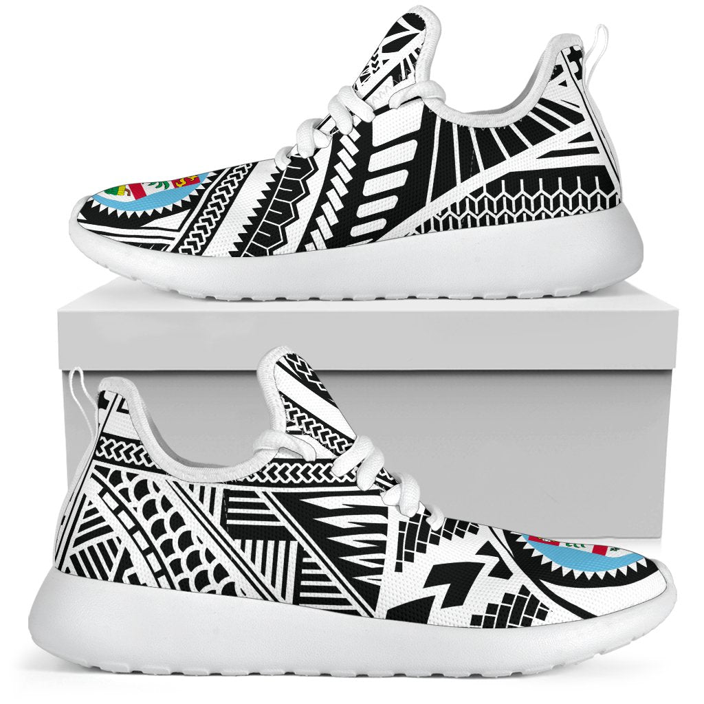 Fiji Polynesian Tattoo Mesh Knit Sneakers White - Polynesian Pride