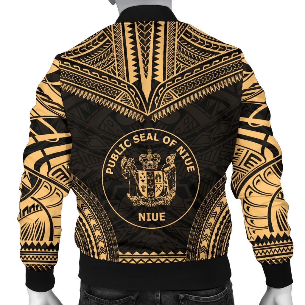 Niue Polynesian Chief Men's Bomber Jacket - Gold Version - Polynesian Pride