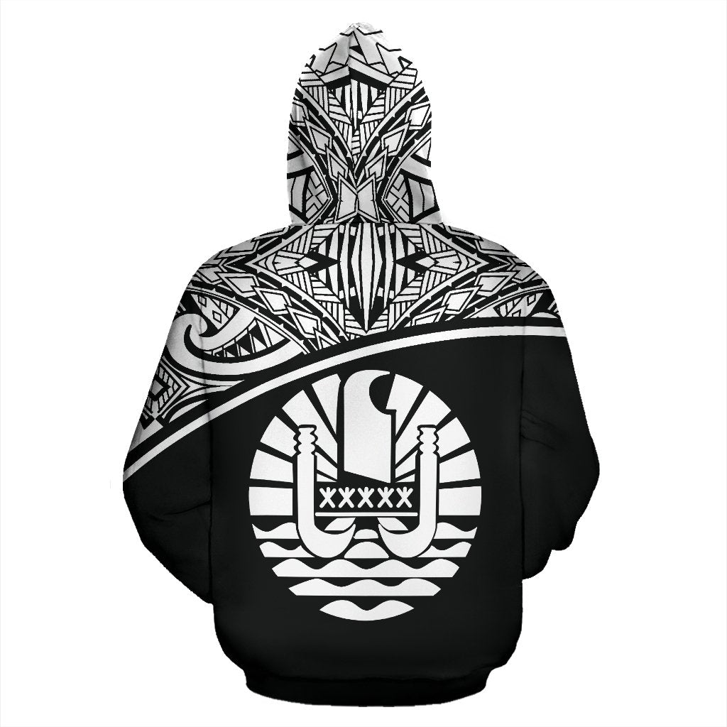 Tahiti Polynesian ll Over Custom Hoodie Black Curve - Polynesian Pride