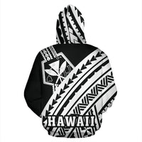 Hawaii Kanaka Polynesian Hoodie Poly Style White and Black - Polynesian Pride