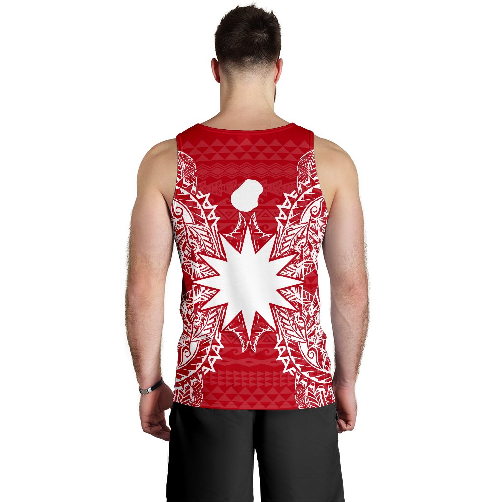 Nauru Polynesian Men Tank Top Map Red White - Polynesian Pride
