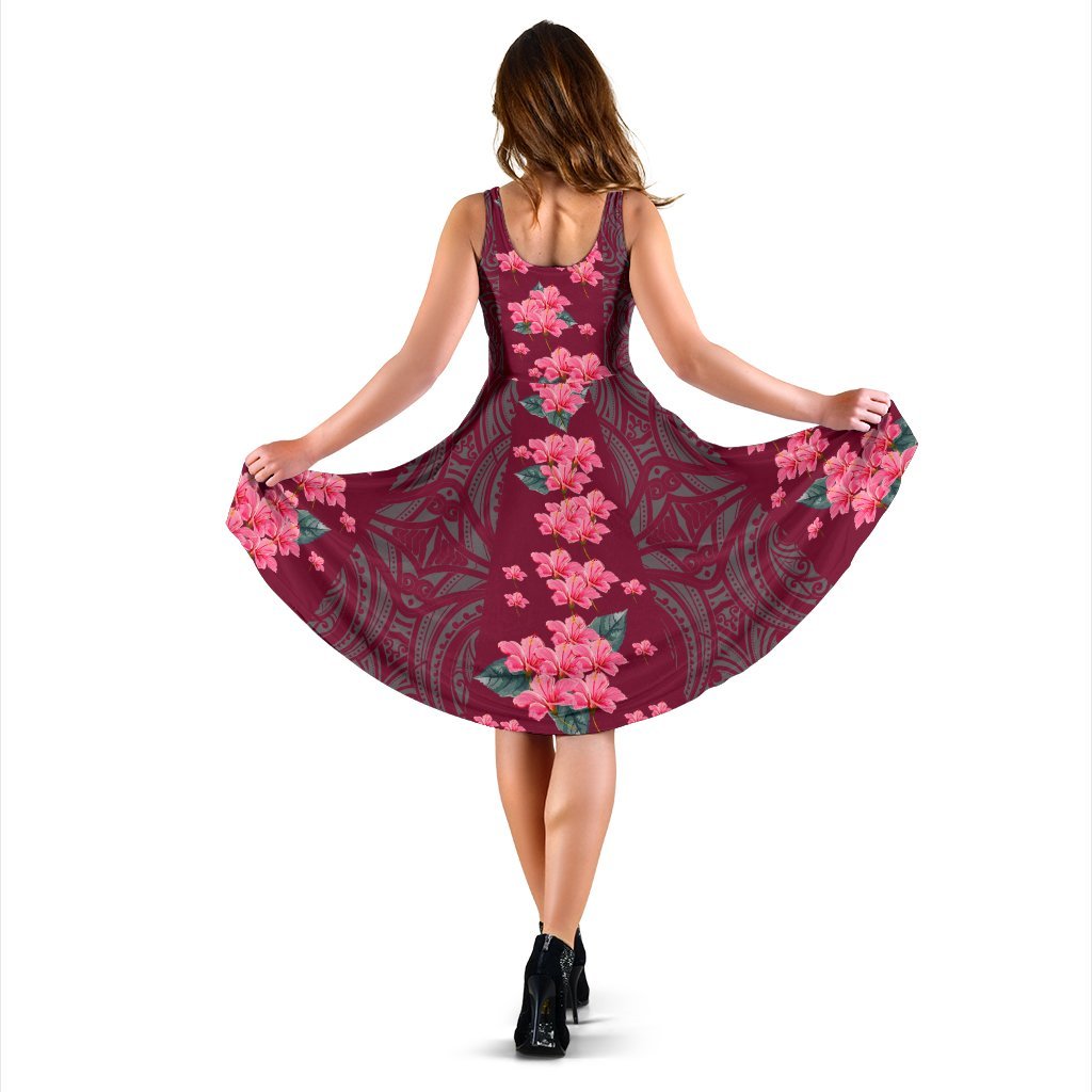 Hawaii Hibiscus Flowers Polynesian - Hawaiian Midi Dress - Curtis Style - Polynesian Pride
