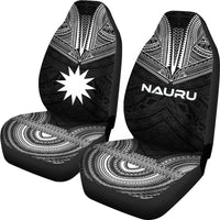 Nauru Car Seat Cover - Nauru Flag Polynesian Chief Tattoo Black Version - Polynesian Pride