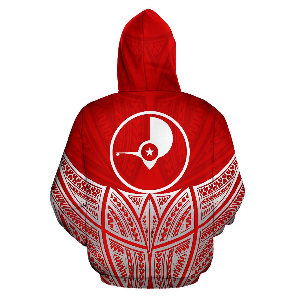 Yap Polynesian Zip up Hoodie Red Pride Map and Seal - Polynesian Pride