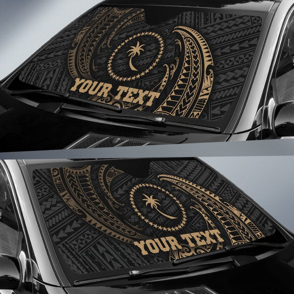 Polynesian Chuuk Custom Personalised Sun Shades - Gold Tribal Wave - Polynesian Pride