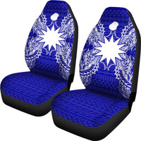 Nauru Car Seat Cover - Nauru Flag Map Blue - Polynesian Pride