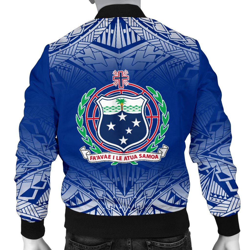 Samoa Custom Personalised Men's Bomber Jacket - Polynesian Fog Blue - Polynesian Pride