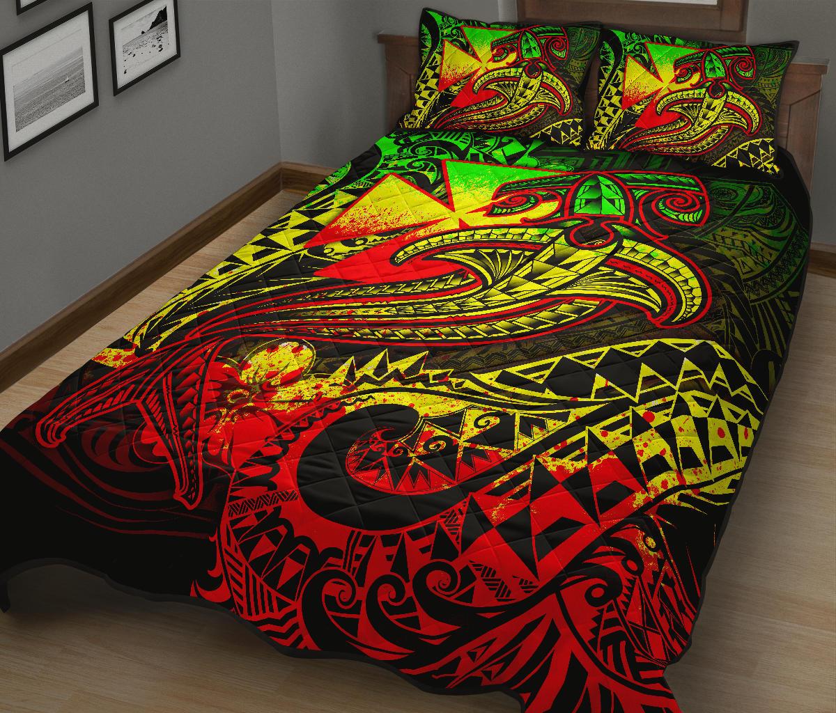 Polynesian Wallis and Futuna Quilt Bed Set - Reggae Shark Polynesian Tattoo - Polynesian Pride
