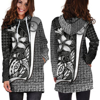 Chuuk Micronesian Women's Hoodie Dress White - Turtle With Hook - Polynesian Pride