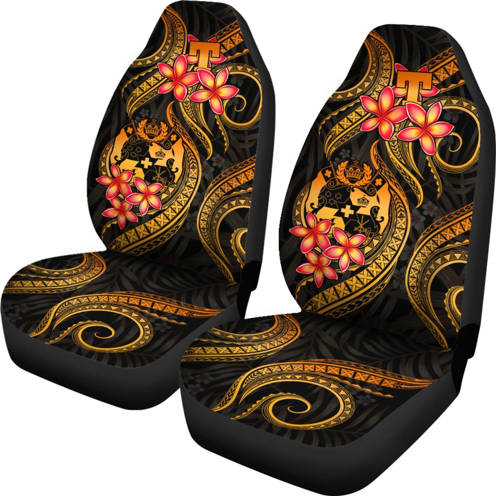 Tonga Polynesian Car Seat Covers - Gold Plumeria - Polynesian Pride