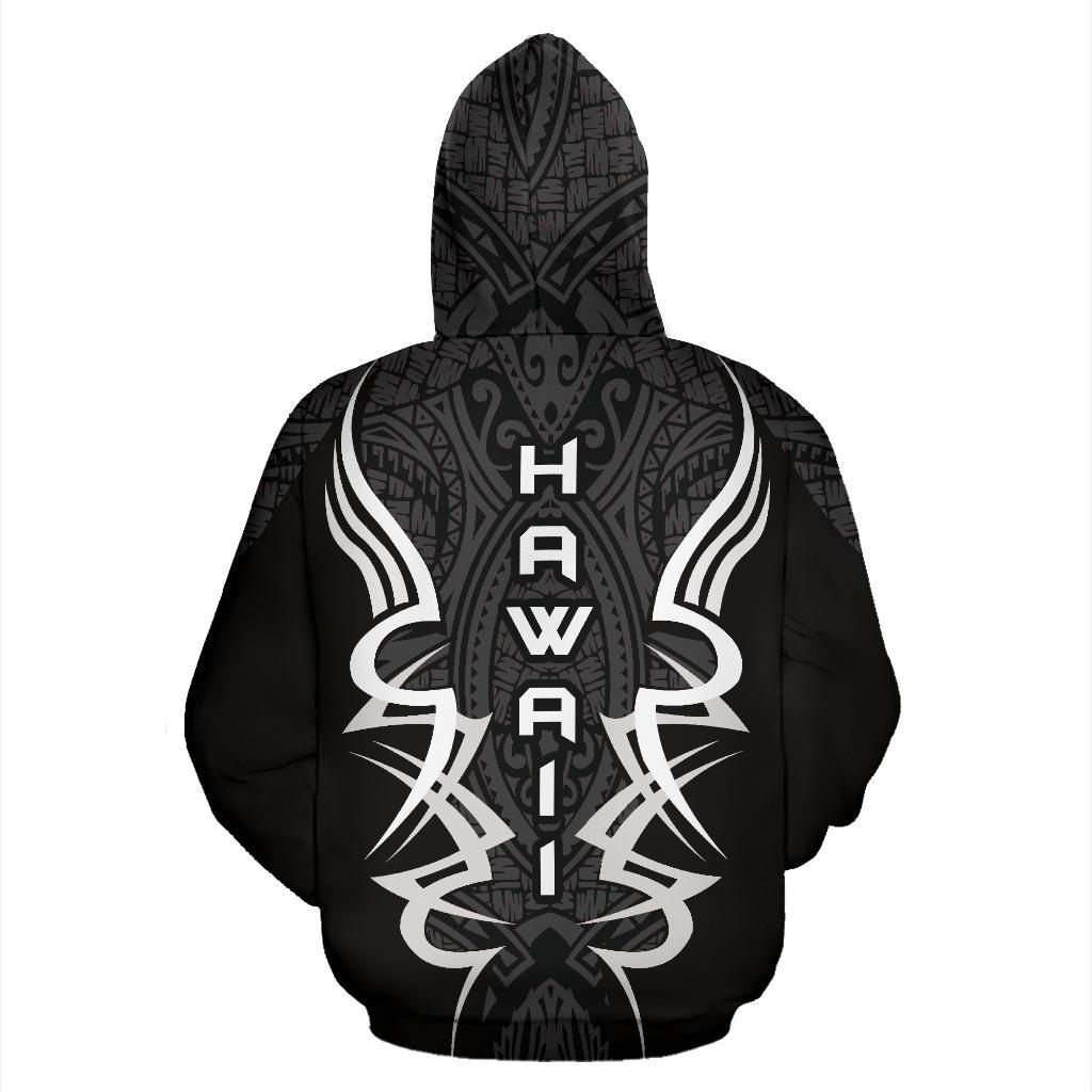 Hawaii Turtle Tribal Gray Zip up Hoodie Armor Style - Polynesian Pride